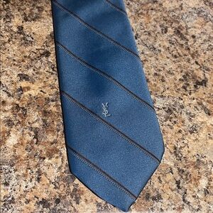 Yves Saint Laurent Blue Tie with Brown Accents